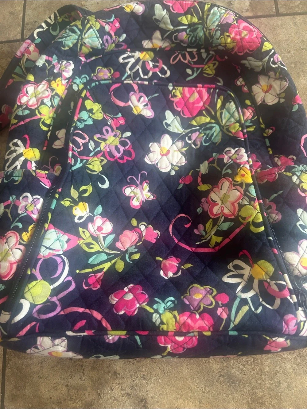 Vera Bradley Quilted Floral Backpack - Navy Multi